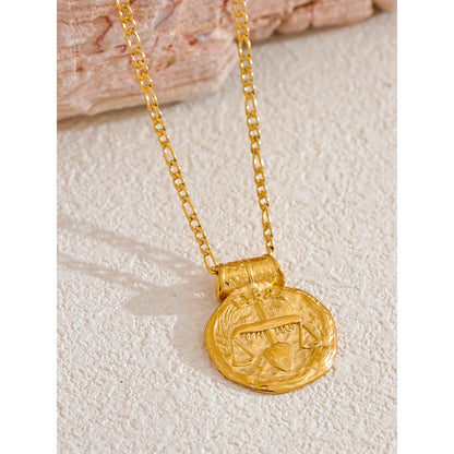 Zodiac Gold Coin Pendant Necklace