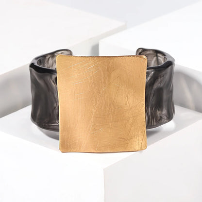 Geometric Matte Square Wide Cuff Bangle Bracelet