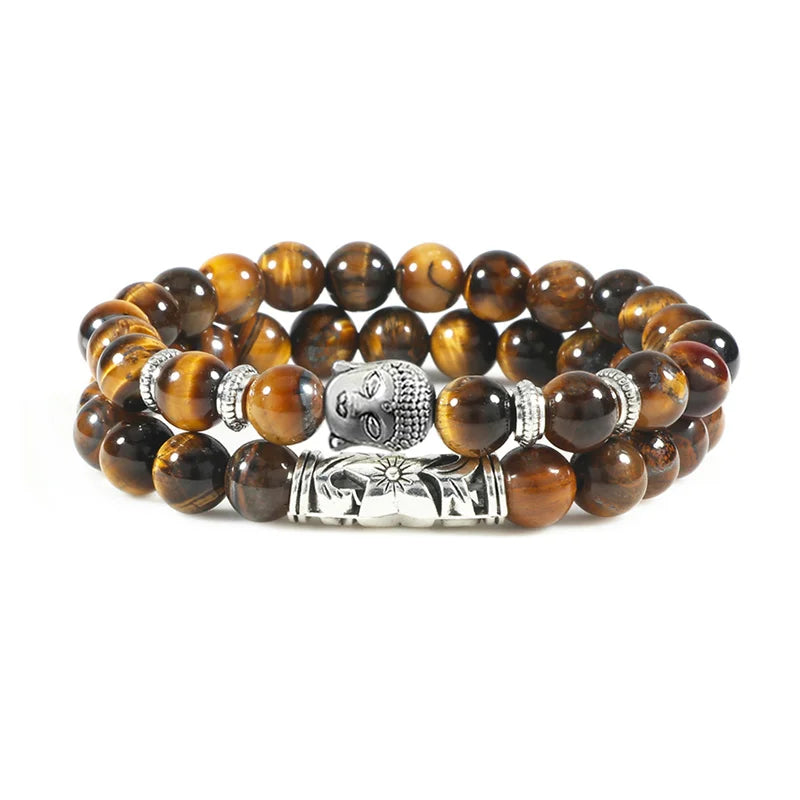 2pcs Set Natural Stone Charm Bracelet