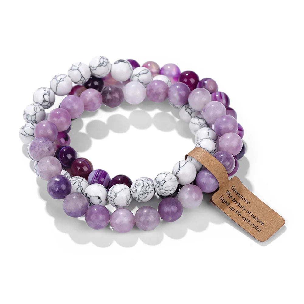 3Pcs Natural Stone Bracelet Set