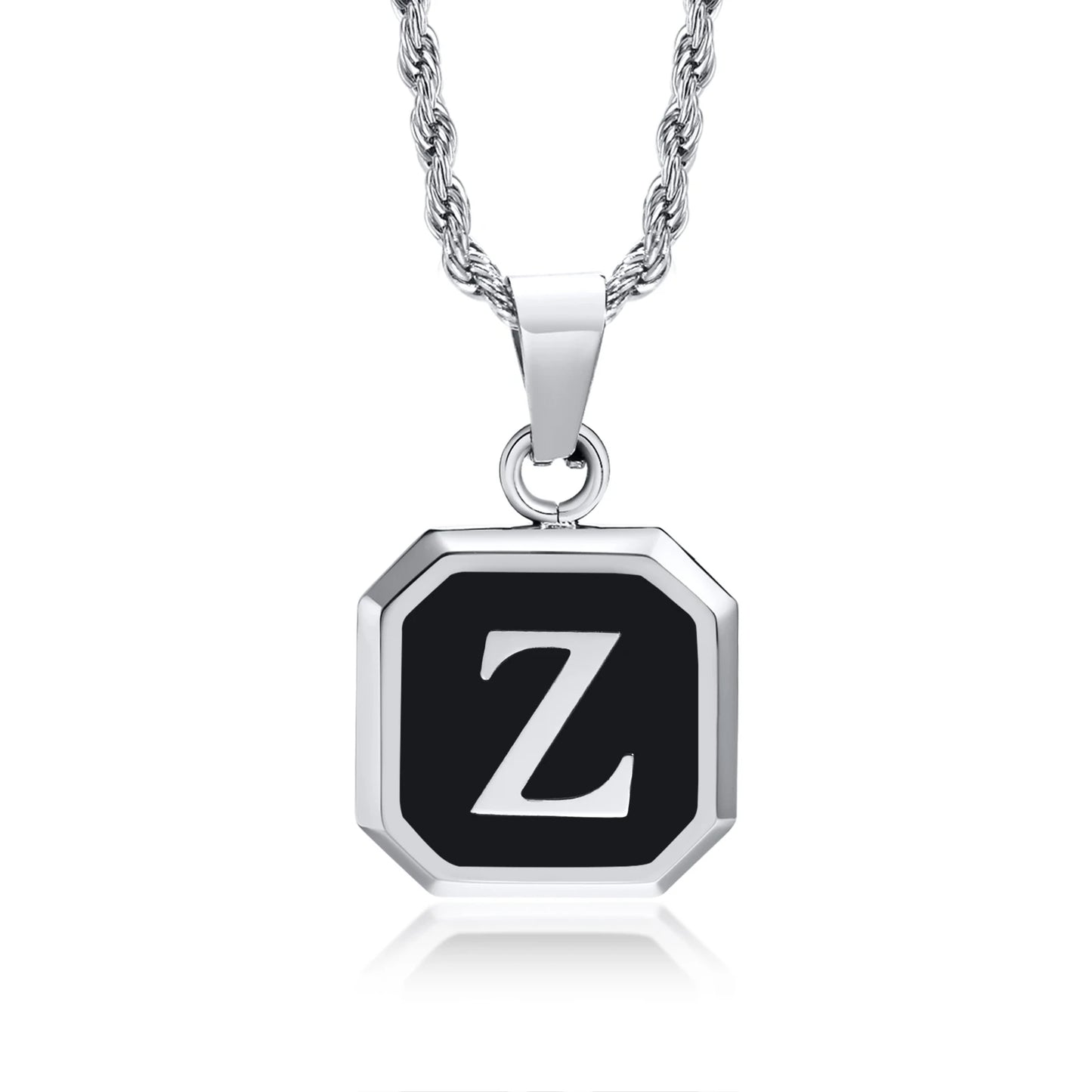 Necklace with a pendant featuring the letter 'Z' on a white background