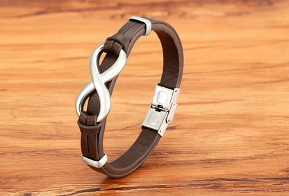 Infinity Symbol Men's Leather Bracelet