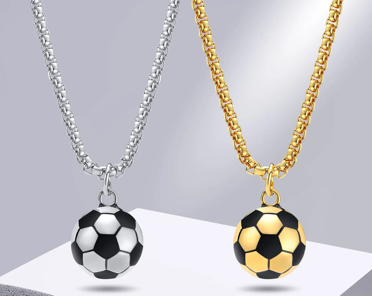 3D Football Pendant Chain Necklace