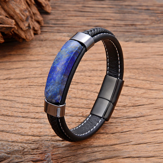 Natural Crystal Stone Leather Bracelet