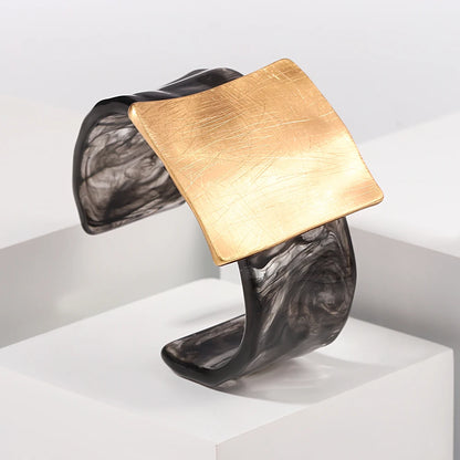 Geometric Matte Square Wide Cuff Bangle Bracelet