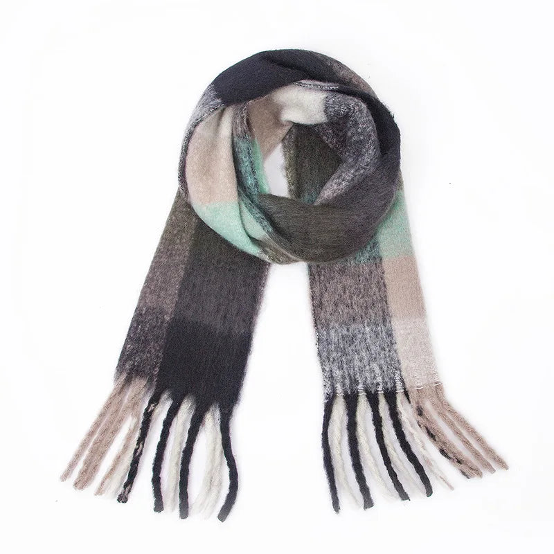 Large Colourful Check Pattern Shawl Scarf