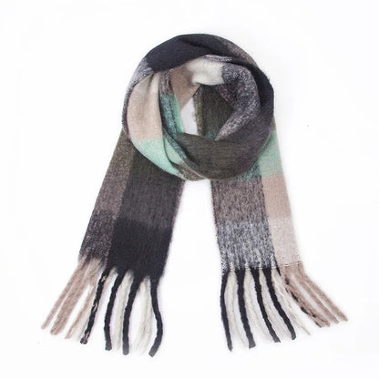Large Colourful Check Pattern Shawl Scarf