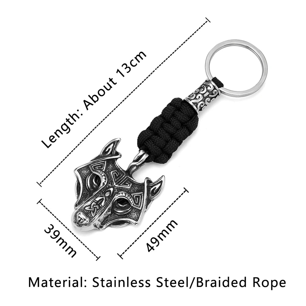 Viking Celtic Wolf Stainless Steel Keychain