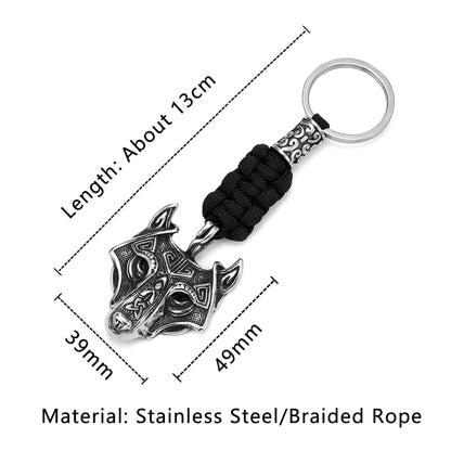 Viking Celtic Wolf Stainless Steel Keychain