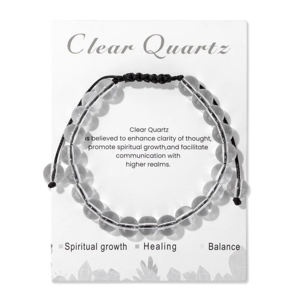 Natural Stone Beads Adjustable Bracelet with Card