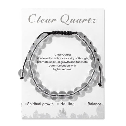 Natural Stone Beads Adjustable Bracelet with Card