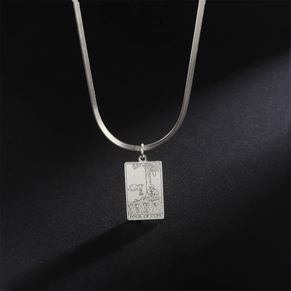 Tarot Card Pendant Snake Chain Necklace