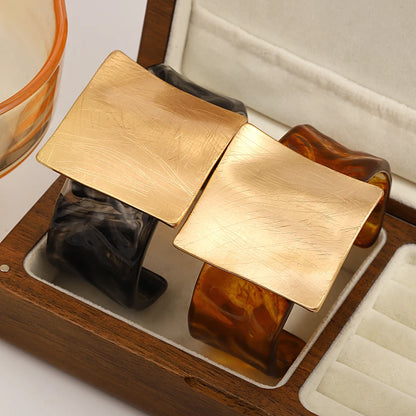 Geometric Matte Square Wide Cuff Bangle Bracelet