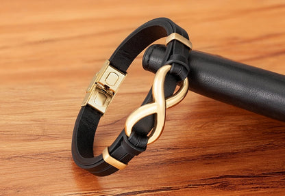 Infinity Symbol Men's Leather Bracelet