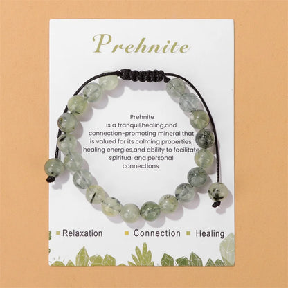 Natural Stone Beads Adjustable Bracelet with Card