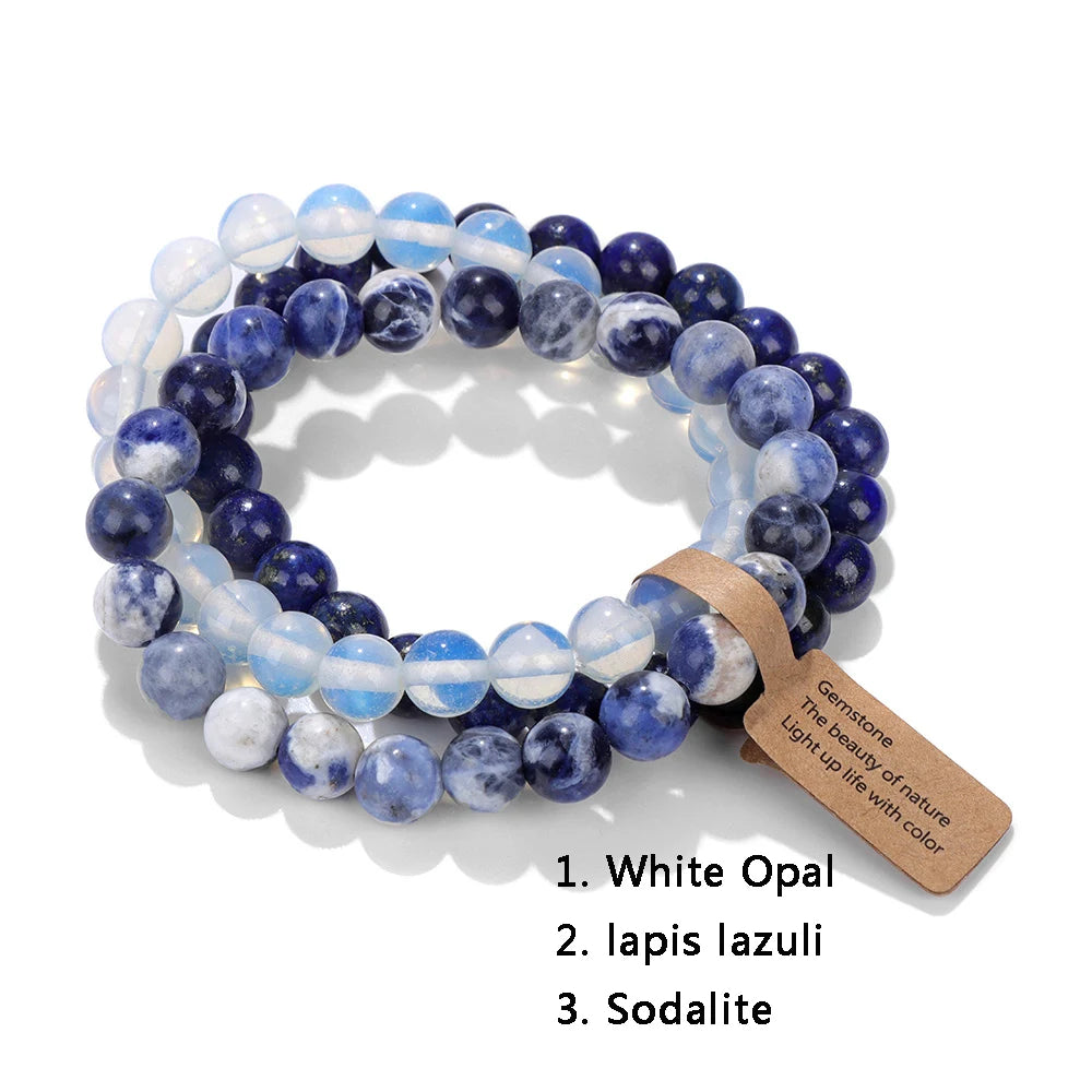 3Pcs Natural Stone Bracelet Set