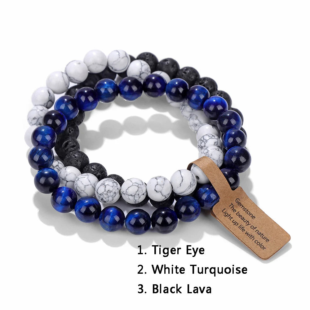 3Pcs Natural Stone Bracelet Set