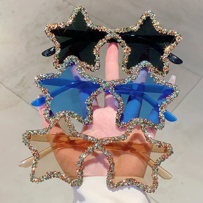 Rimless Rhinestone Star Sunglasses