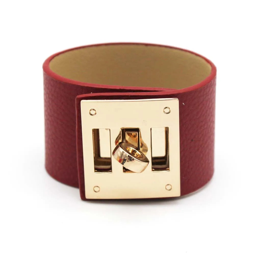 Leather Wide Wrap Bracelet