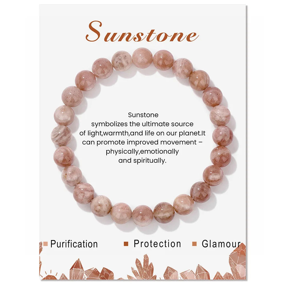 Natural Stone Beads Bracelet With Card