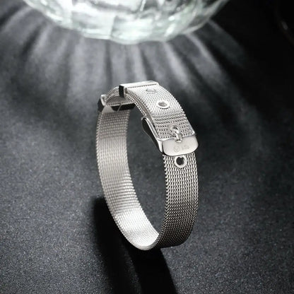 Sterling Silver Mesh Belt Buckle Bracelet