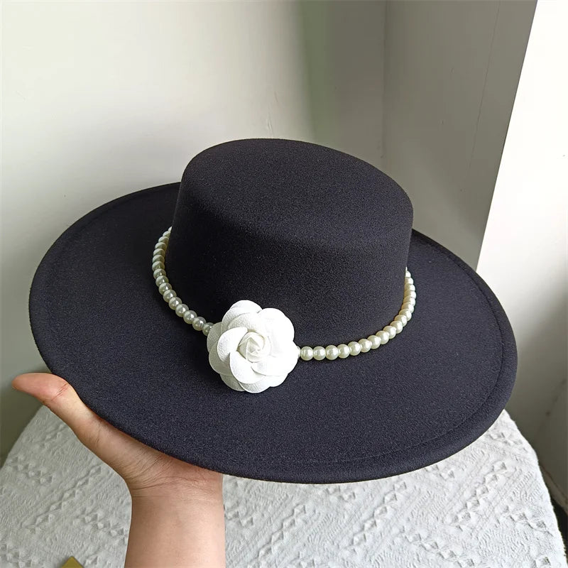 Wide Brim Rose French Fedora Hat