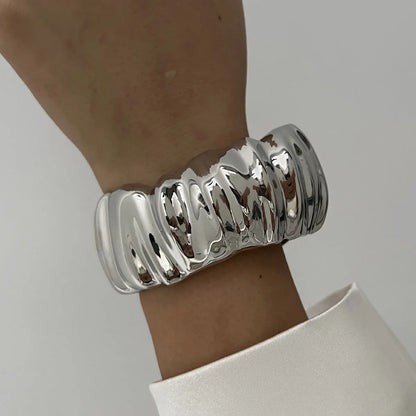 Chunky Ripple Cuff Bangle Bracelet