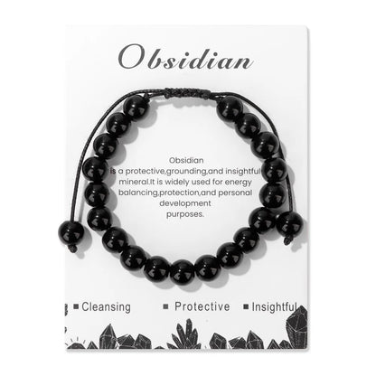 Natural Stone Beads Adjustable Bracelet with Card
