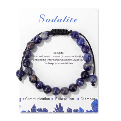 Natural Stone Beads Adjustable Bracelet with Card