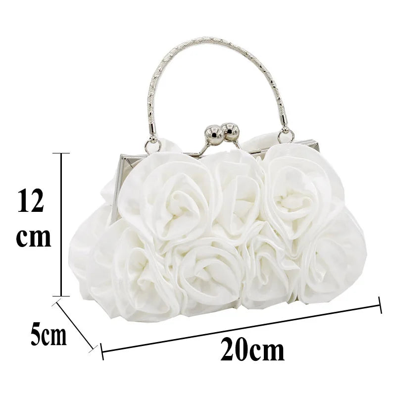 Chic 3D Satin Roses Clutch Bag