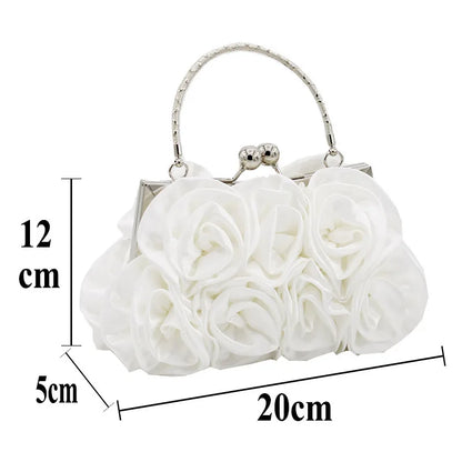 Chic 3D Satin Roses Clutch Bag