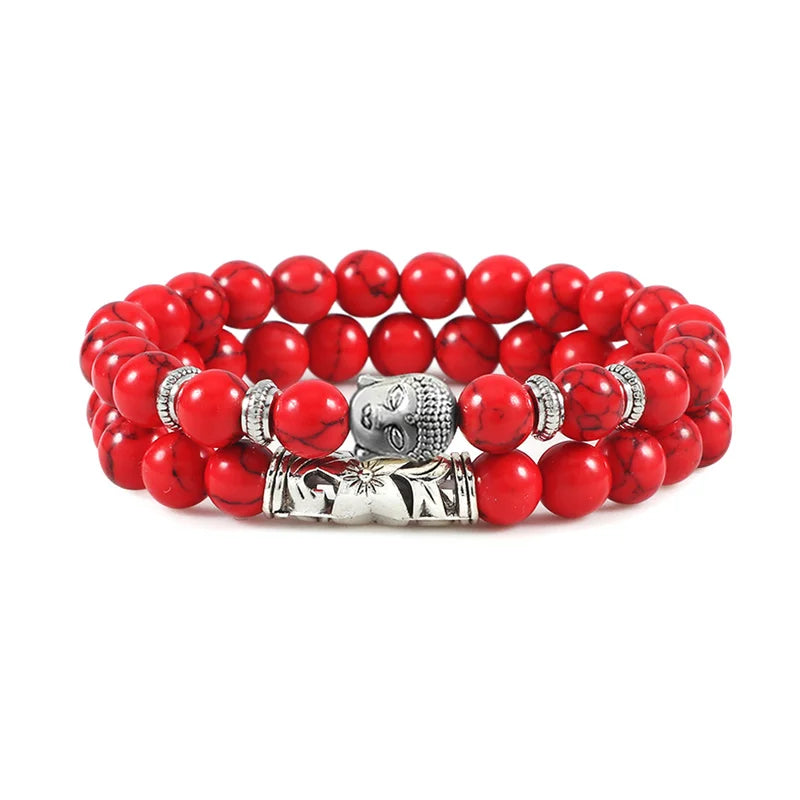 2pcs Set Natural Stone Charm Bracelet