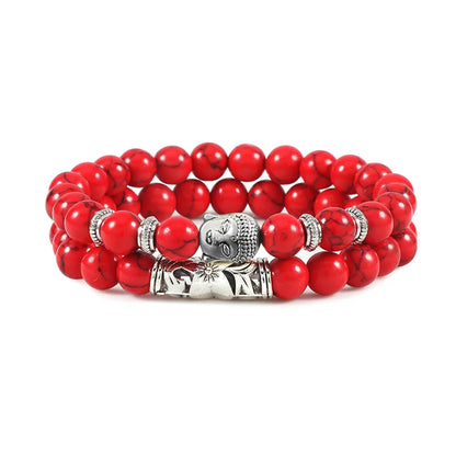 2pcs Set Natural Stone Charm Bracelet