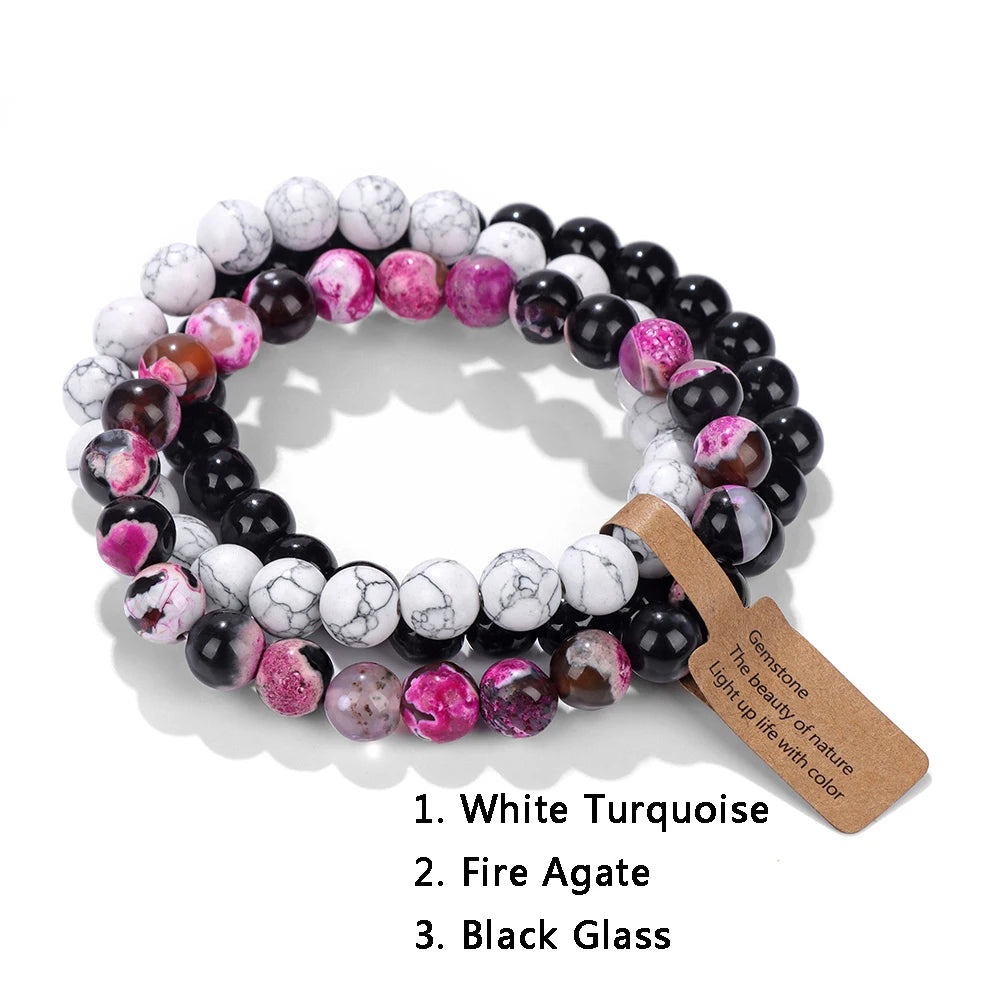3Pcs Natural Stone Bracelet Set