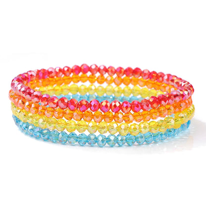 4Pcs Crystal Glass Bead Bracelet Set with Tag
