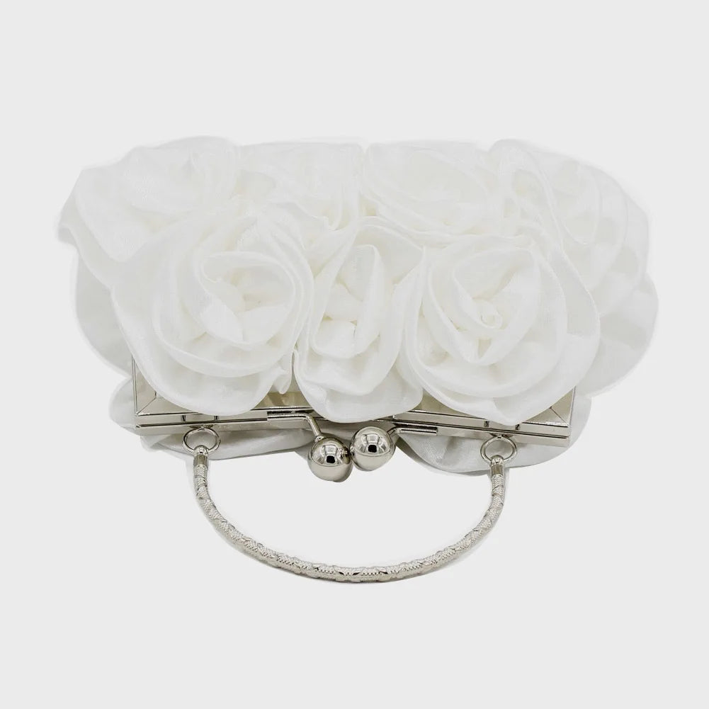 Chic 3D Satin Roses Clutch Bag