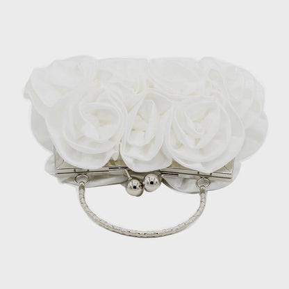 Chic 3D Satin Roses Clutch Bag