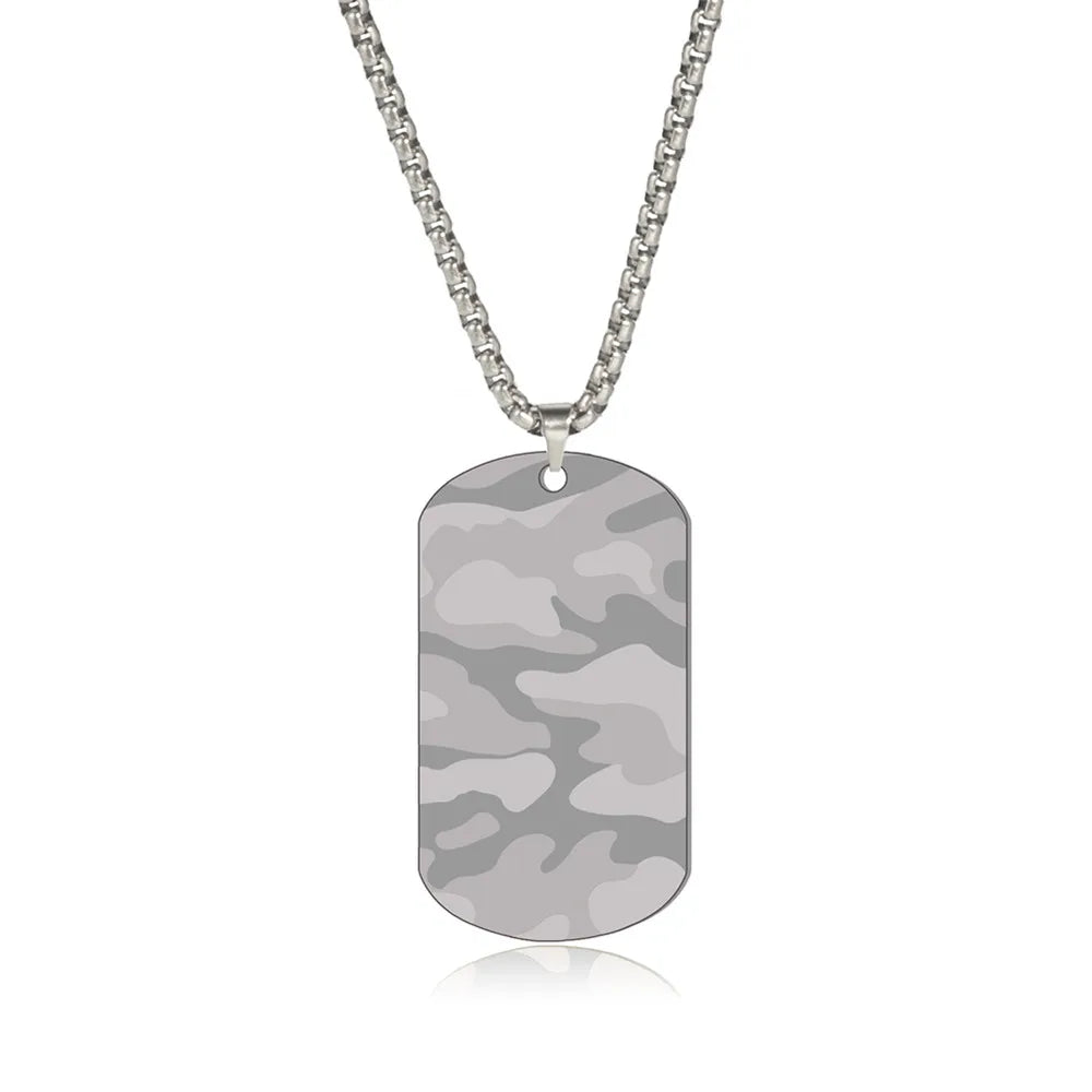 Camouflage Military Dog Tag Chain Necklace