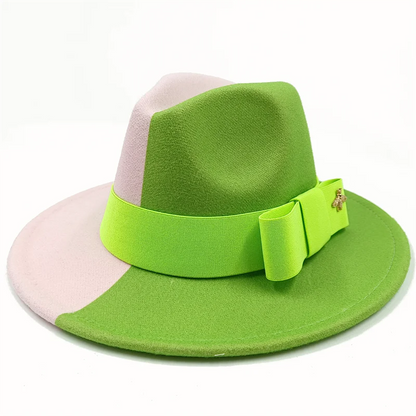 Bow Tie Two-Tone Fedora Hat