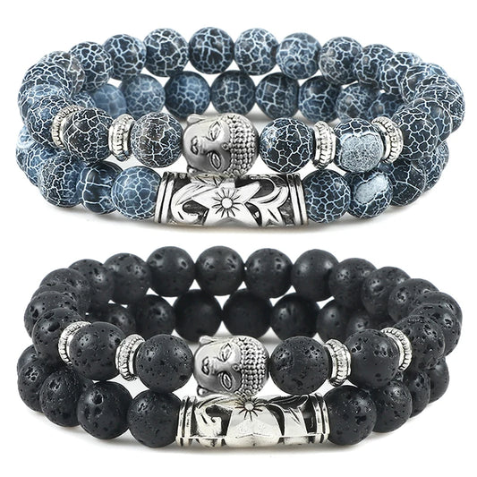 2pcs Set Natural Stone Charm Bracelet