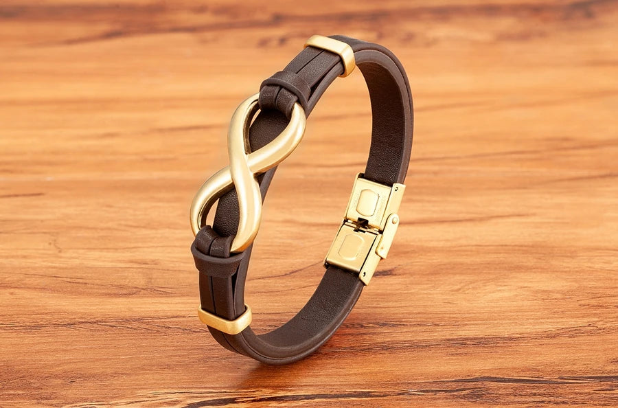Infinity Symbol Men's Leather Bracelet