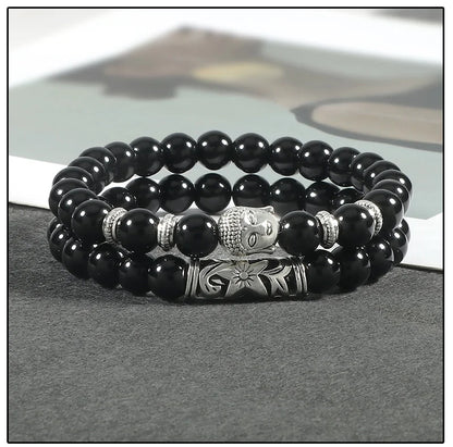 2pcs Set Natural Stone Charm Bracelet