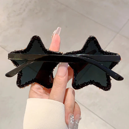 Rimless Rhinestone Star Sunglasses