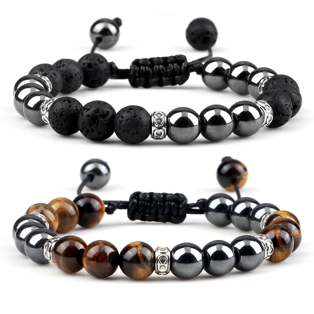 Two Tone Natural Stone Beads Bracelet