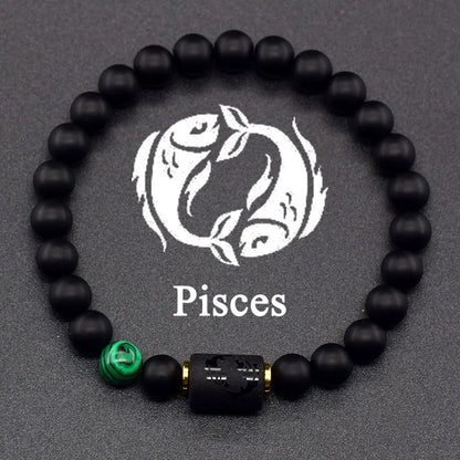 Zodiac Signs Constellation Bracelet - Black Agate