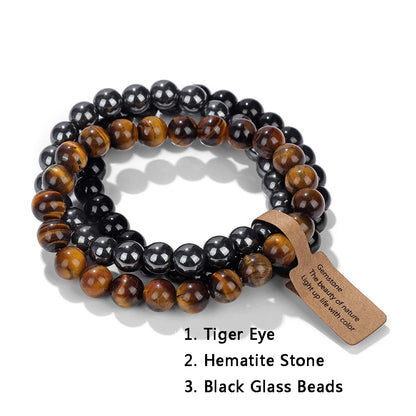 3Pcs Natural Stone Bracelet Set