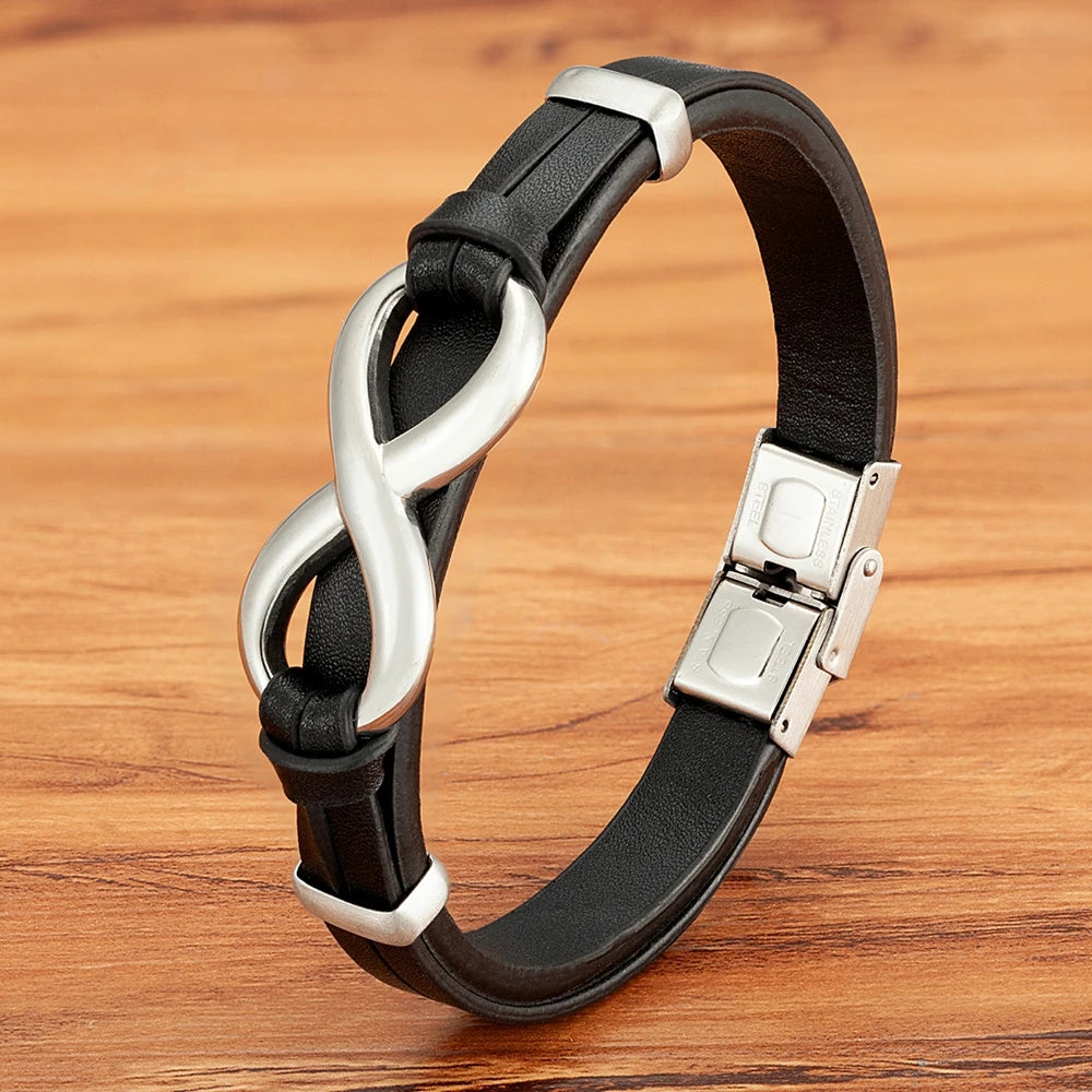 Infinity Symbol Men's Leather Bracelet