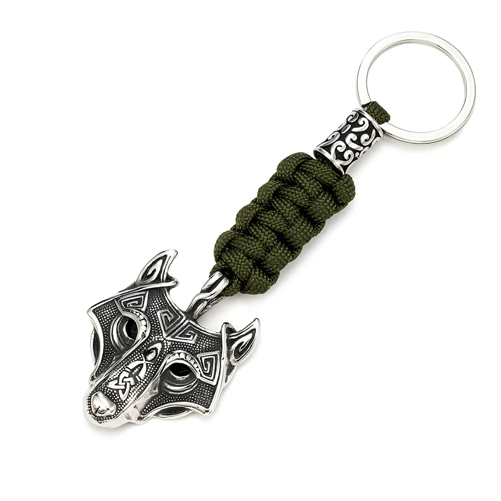 Viking Celtic Wolf Stainless Steel Keychain
