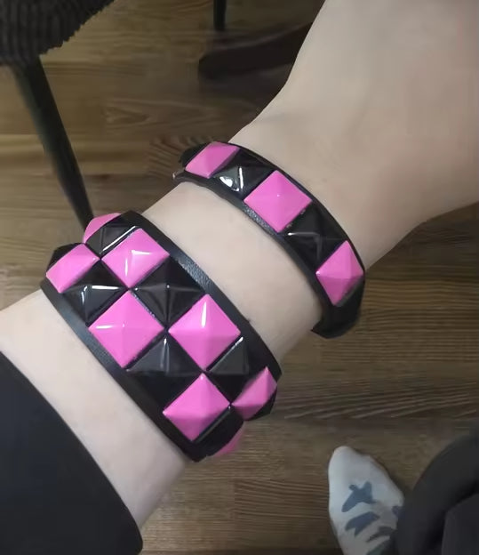 3Pcs Vintage Checkered Bracelet Set