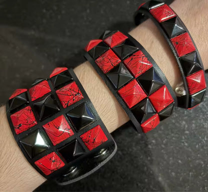 3Pcs Vintage Checkered Bracelet Set